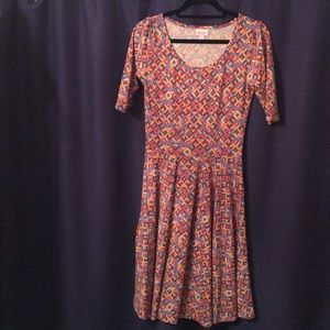 amelia stretchy geometric print dress